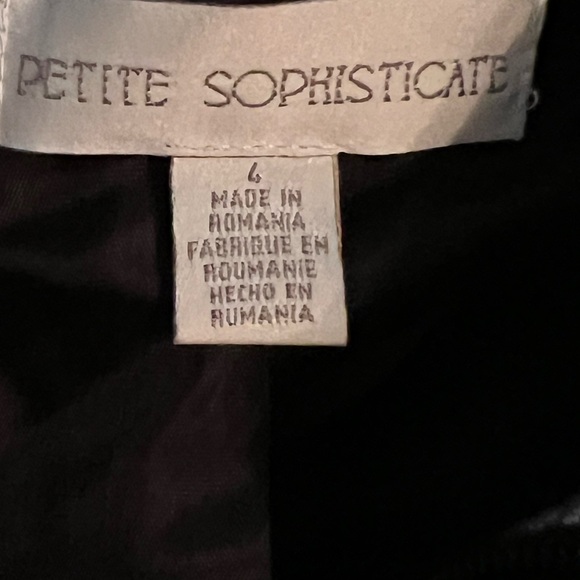 Petite Sophisticate Herringbone Jacket with Faux Leather Trim - Size 4P - Picture 9 of 9